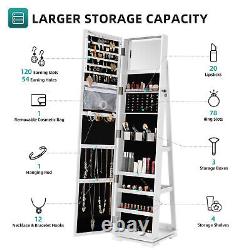 3-in-1 White Jewelry Organizer Cabinet Lockable Armoire withMirror Storage Shelves