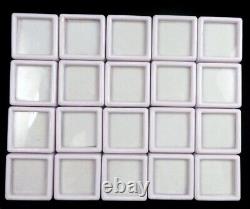 3 x 3 Cm White Top Glass Display Plastic box Storage for Gemstones 300 Pieces