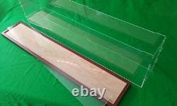 30.5L x 10.8W x 5.6H display case with 3/16 thick acrylic brown wood frame