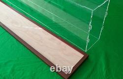 30.5L x 10.8W x 5.6H display case with 3/16 thick acrylic brown wood frame