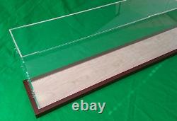 30.5L x 10.8W x 5.6H display case with 3/16 thick acrylic brown wood frame