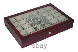 30 Watch Cherry Wood Display Wall Case Stand Rosewood Storage Organizer Box Hang