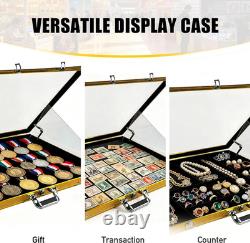 34 X 22 Card Display Case, Black Aluminum Lockable Trading Card Case with Handl
