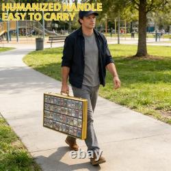 34 x 22 Card Display Case, Black Aluminum Lockable Trading Card Case with Handl