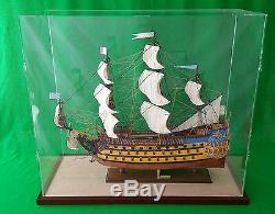 34x14x30 Acrylic Plexiglas Display Case Box Tall Model Ships Walnut Wooden Base