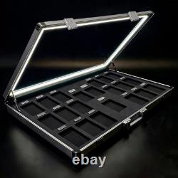 34x22 Aluminum Display Case with LED Lights and Lock for Trading Cards
