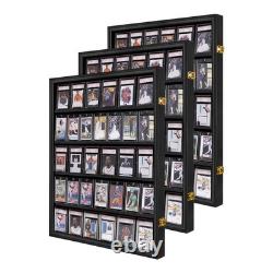 35 Graded Sports Baseball Card Display Case Lockable Wall Mount 3 Pack