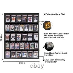 35 Graded Sports Baseball Card Display Case Lockable Wall Mount 3 Pack