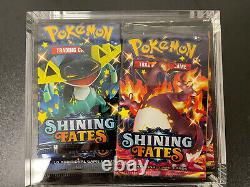 36 x Pokemon Shining Fates New Sealed Booster Packs In Booster Box Display Case