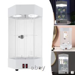 360° Rotating Clear Display Case with LED Lights for Jewelry & Collectibles