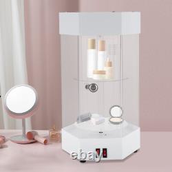 360° Rotating Clear Display Case with LED Lights for Jewelry & Collectibles