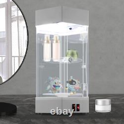 360° Rotating Clear Display Case with LED Lights for Jewelry & Collectibles