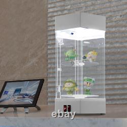 360° Rotating Clear Display Case with LED Lights for Jewelry & Collectibles
