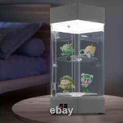 360° Rotating Clear Display Case with LED Lights for Jewelry & Collectibles