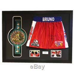 3d Display Case For Signed Boxing Shorts And Wbc Belt With 2 Photos & Title