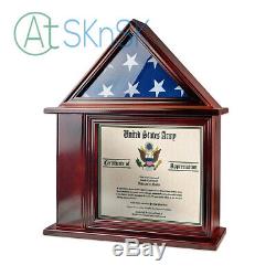 3x5 Flag Display Case with Certificate and Document Holder Solid Wood Shadow Box