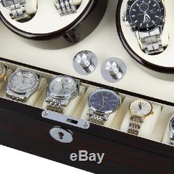 4+6 Wood Watch Winder Storage Display Case Organizer Box Automatic Rotation US