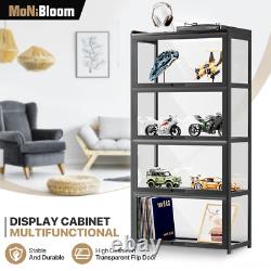 4 Tiers Black Acrylic Display Case Flip up Door 55 Wall Mounted Organizer Boxes