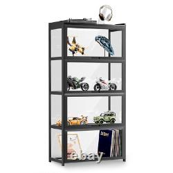 4 Tiers Black Acrylic Display Case Flip up Door 55 Wall Mounted Organizer Boxes