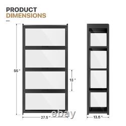 4 Tiers Black Acrylic Display Case Flip up Door 55 Wall Mounted Organizer Boxes