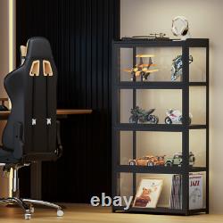 4 Tiers Black Acrylic Display Case Flip up Door 55 Wall Mounted Organizer Boxes