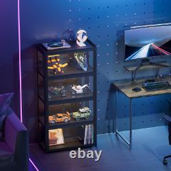 4 Tiers Black Acrylic Display Case Flip up Door 55 Wall Mounted Organizer Boxes