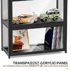4 Tiers Black Acrylic Display Case Flip up Door 55 Wall Mounted Organizer Boxes