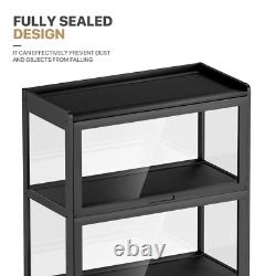4 Tiers Black Acrylic Display Case Flip up Door 55 Wall Mounted Organizer Boxes