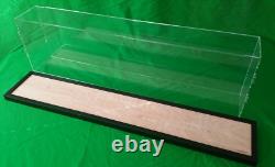 44L x 6W x 12H display case with 3/16 thick acrylic black wood frame base