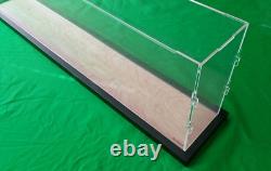 44L x 6W x 12H display case with 3/16 thick acrylic black wood frame base