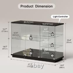 47W Large Display Cabinet with Glass Doors, Locking RGB Display Case for Figure