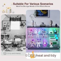 47W Large Display Cabinet with Glass Doors, Locking RGB Display Case for Figure