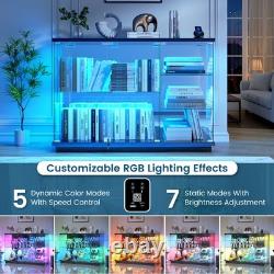47W Large Display Cabinet with Glass Doors, Locking RGB Display Case for Figure