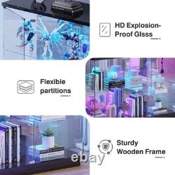 47W Large Display Cabinet with Glass Doors, Locking RGB Display Case for Figure