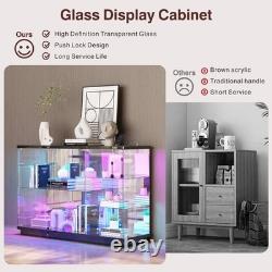 47W Large Display Cabinet with Glass Doors, Locking RGB Display Case for Figure