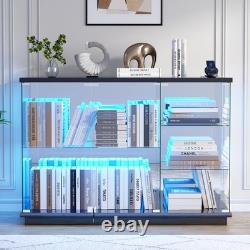 47W Large Display Cabinet with Glass Doors, Locking RGB Display Case for Figure