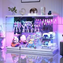 47W Large Display Case with RGB Lights, Glass Display Cabinet with Glass Doors