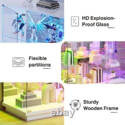 47W Large Display Case with RGB Lights, Glass Display Cabinet with Glass Doors