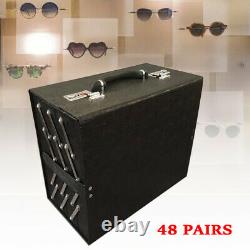 48 Slot Luxurious Eyeglasses Sunglasses Display Storage Organizer Case Lock Box