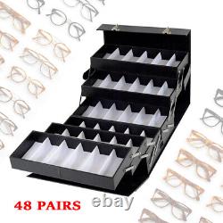 48 Slot Sunglass Box Suitcase Box Eyeglasses Display Organizer Box Luxurious NEW