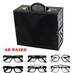 48 Slot Sunglasses Storage Case Black Eyeglasses Display Box Organizer Case NEW
