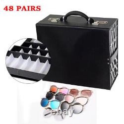 48 Slots Foldable Eyeglasses/Sunglasses Organizer Storage Box Display Box PU