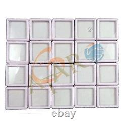 480pcs White Square Storage Cases Glass Top Gemstone Display Boxes