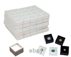 480pcs White Square Storage Cases Glass Top Gemstone Display Boxes