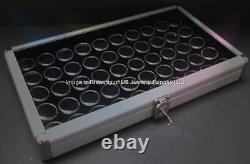 5 Aluminum Display Cases Box with 50 Jar Black Gems Body Jewelry Gold Nuggets