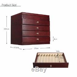 5-Layers Luxury Wooden Box Fountain Pen Office Display Storage Wood Case 50 Pens