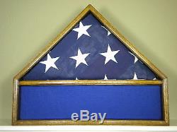 5 X 9 Oak Flag & Memorabilia Display Case Military Shadow Box Funeral Burial USA
