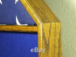 5 X 9 Oak Flag & Memorabilia Display Case Military Shadow Box Funeral Burial USA