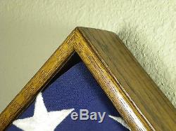 5 X 9 Oak Flag & Memorabilia Display Case Military Shadow Box Funeral Burial USA