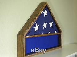 5 X 9 Oak Flag & Memorabilia Display Case Military Shadow Box Funeral Burial USA